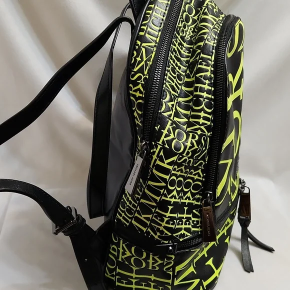 Michael Kors Rhea Medium Newsprint Print Logo Leather Backpack - Picture 3 of 15